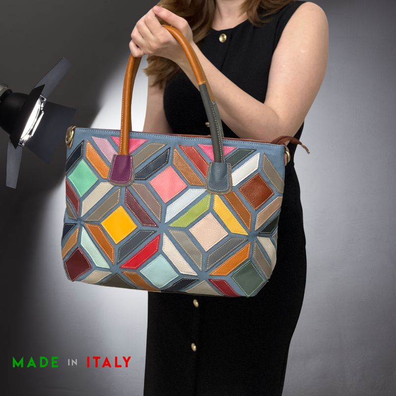 geanta multicolora de umar pentru dama - Made in Italy